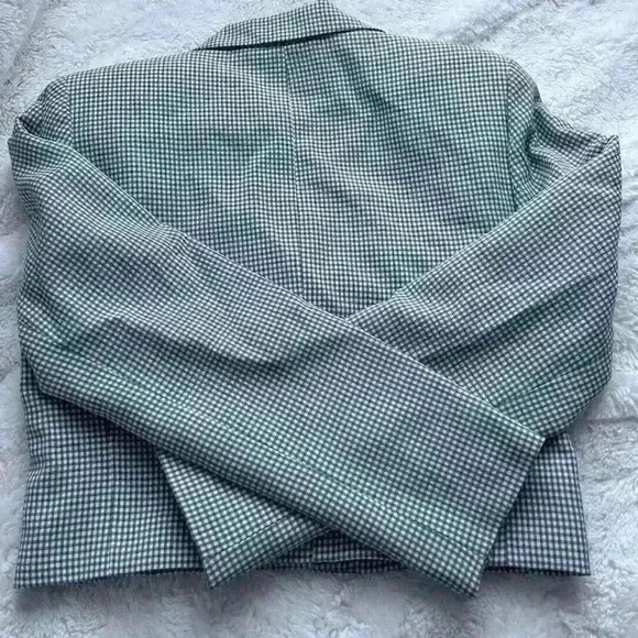 Nwt Vintage‎ Von Maur Barami Women’s Cropped Plaid Blazer Sz 6 In Blue/ Purple - Picture 2 of 5